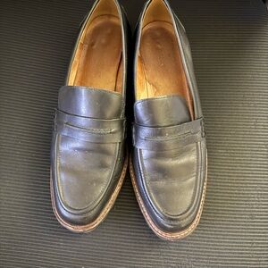 Classic Chunky Black Leather Loafers